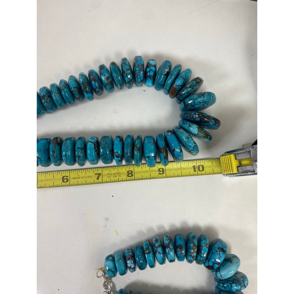 Graduated Blue Turquoise NuggetsNecklace and Braclet - Picture 10 of 10